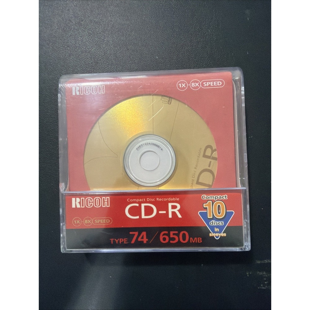 Ricoh CD-R Type 74 650MB Blank Media 10 Disc Pack Sealed 1x-8x Speed